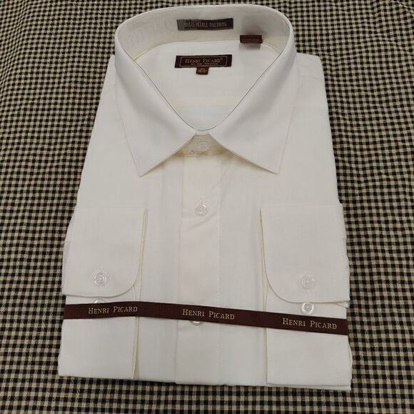 HENRI PICARD BY DON JONATHAN IVORY DRESS SHIRT. - Picture 1 of 3
